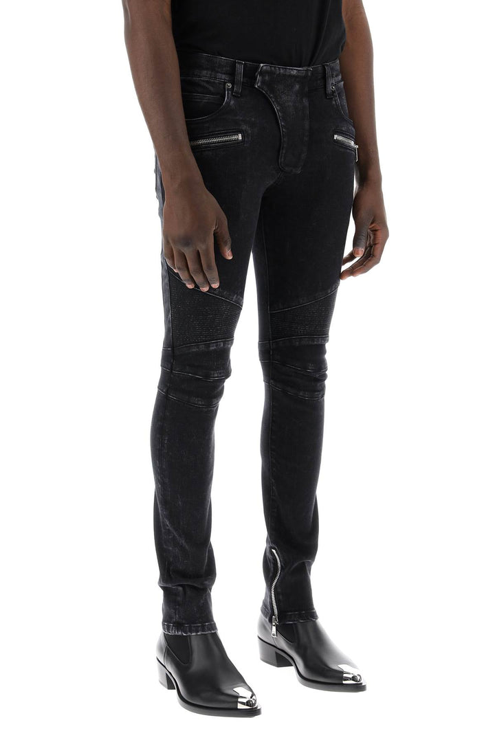 Balmain Slim Biker Style Jeans   Nero