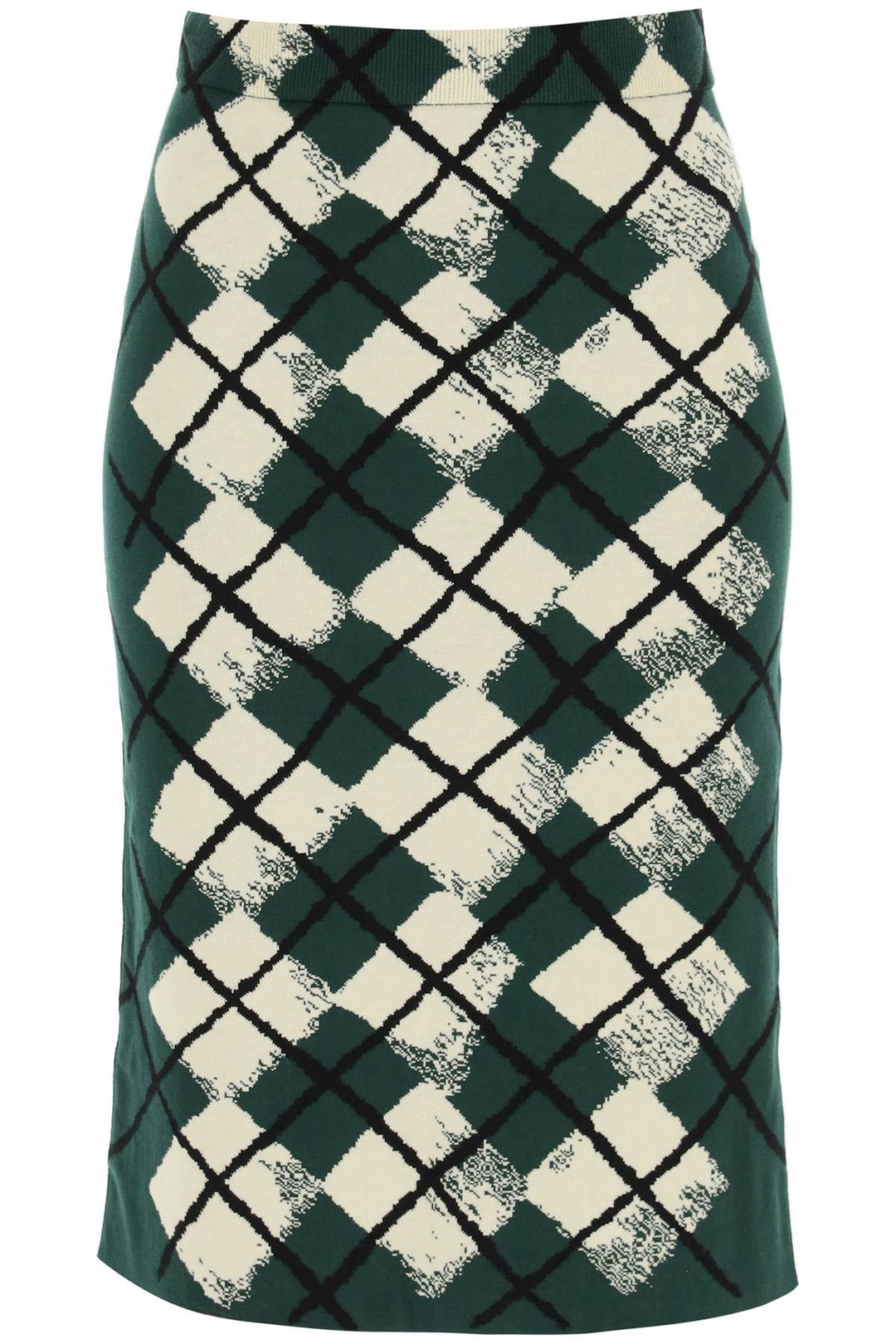 Burberry Replace With Double Quoteknitted Diamond Pattern Midi Skirt   Verde