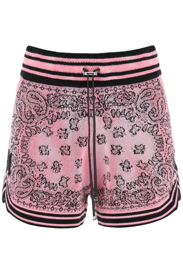 Amiri Knitted Shorts With Bandana Motif   Nero