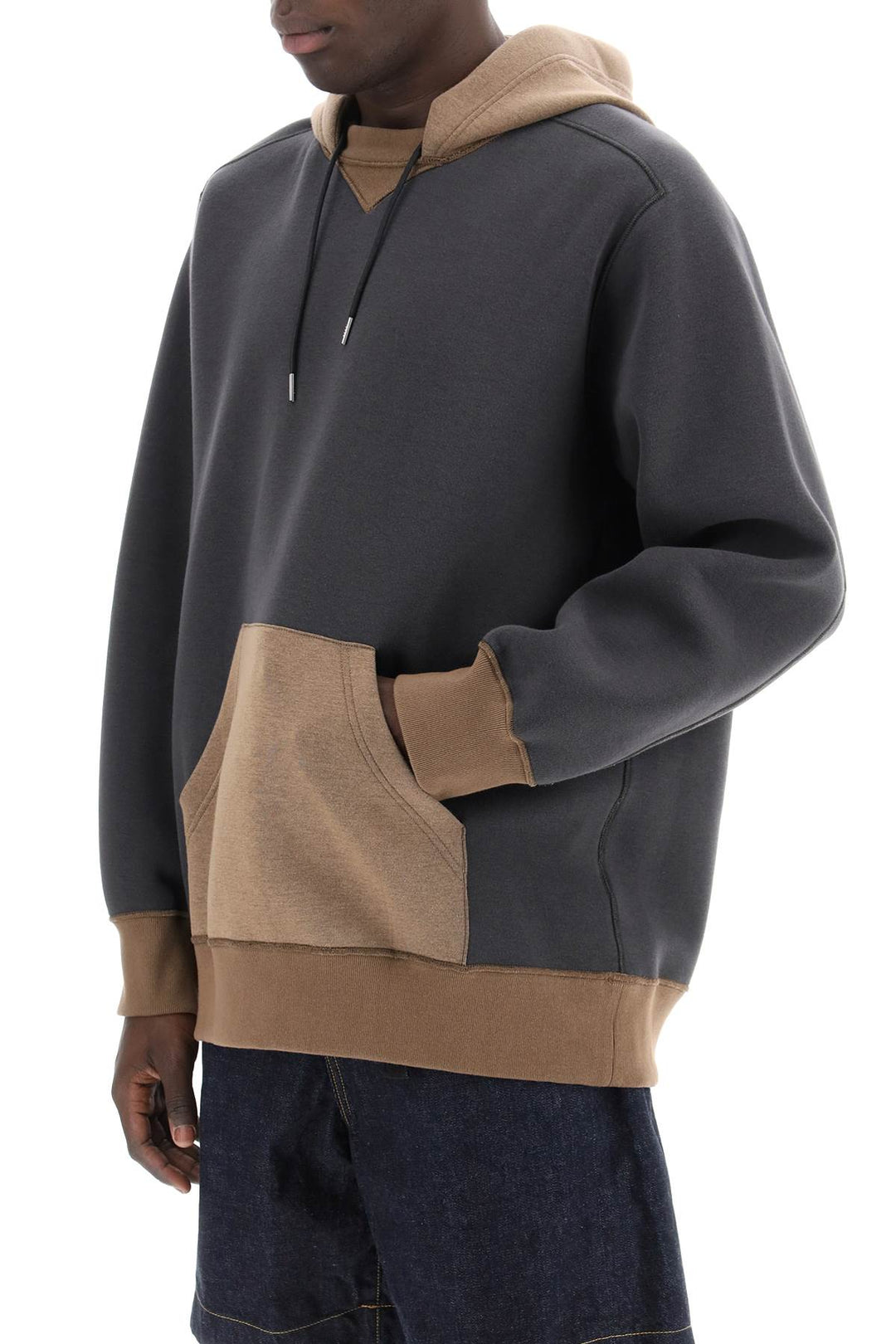 Sacai Hooded Sweatshirt With Reverse   Grey