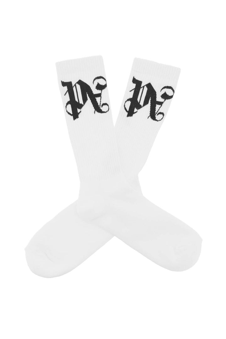 Palm Angels Pa Monogram Socks   Bianco