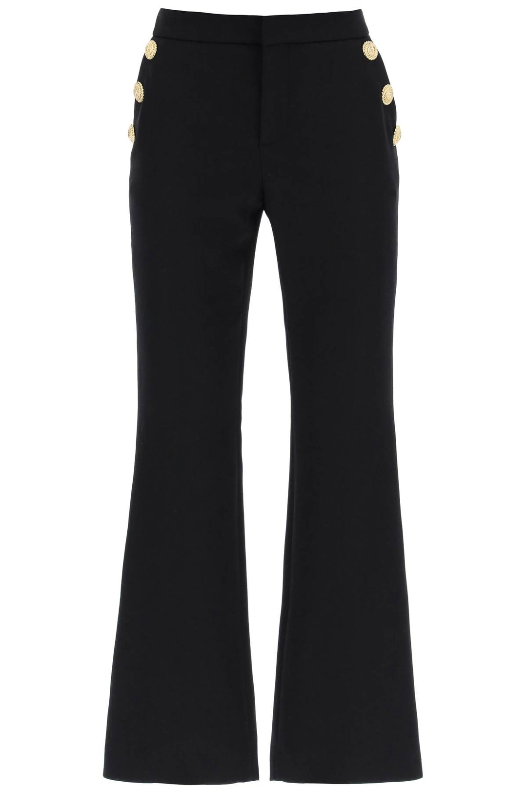 Balmain Flared Pants With Embossed Buttons   Nero