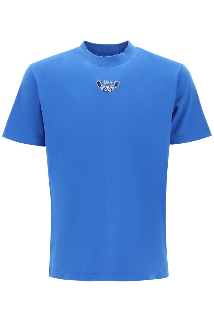 Off White Replace With Double Quotearrow Bandana Pattern T Shirt   Blu