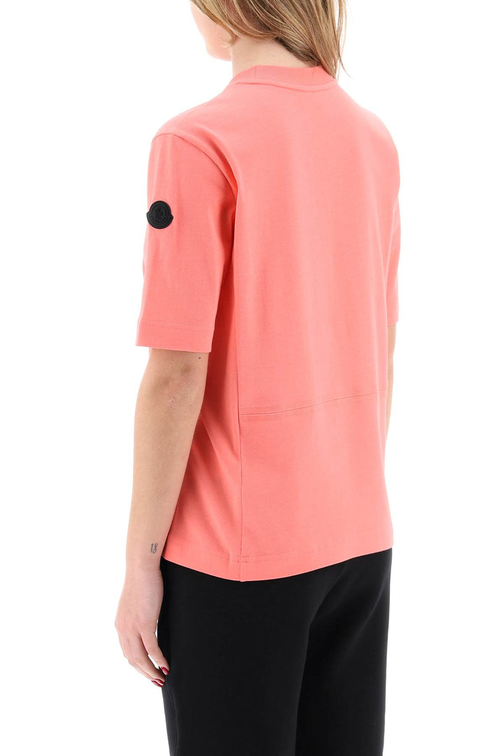 Moncler Embossed Logo T Shirt   Rosa