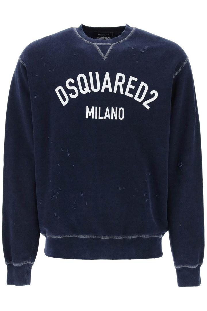 Dsquared2 Replace With Double Quoteused Effect Cool Fit Sweatshirt   Blu