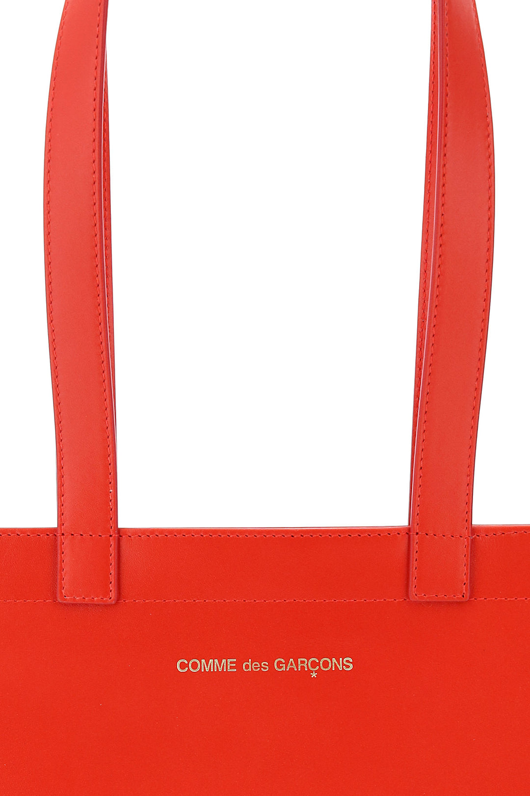 Comme Des Garcons Wallet Leather Tote Bag With Logo   Rosso