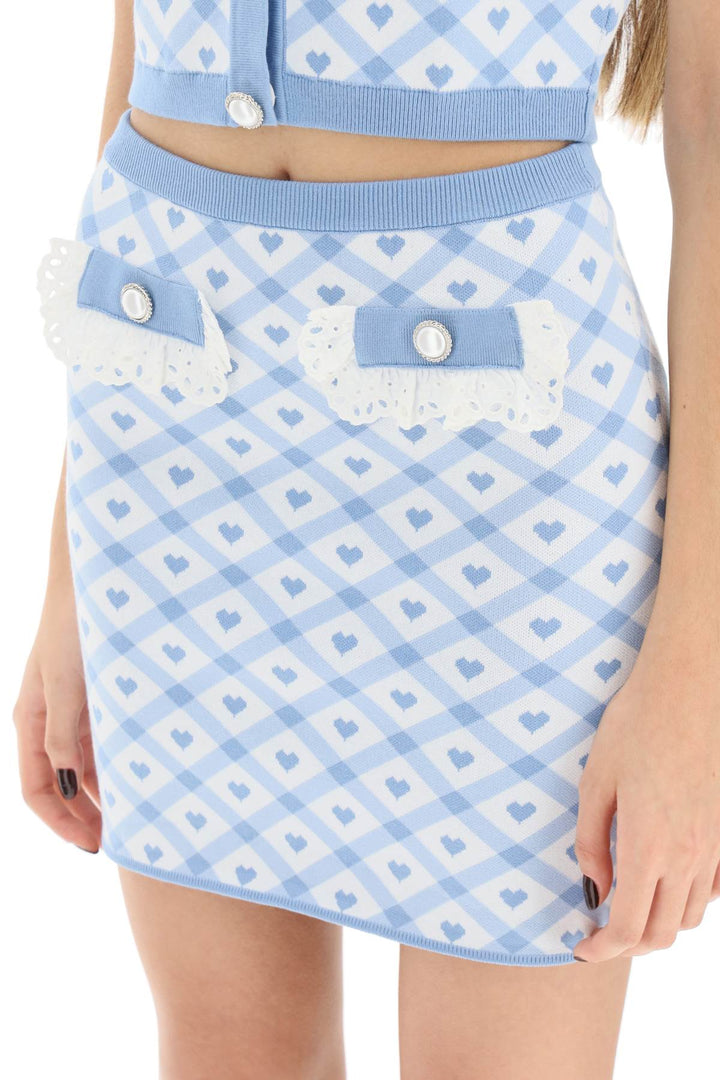 Alessandra Rich Jacquard Knit Mini Skirt   Bianco