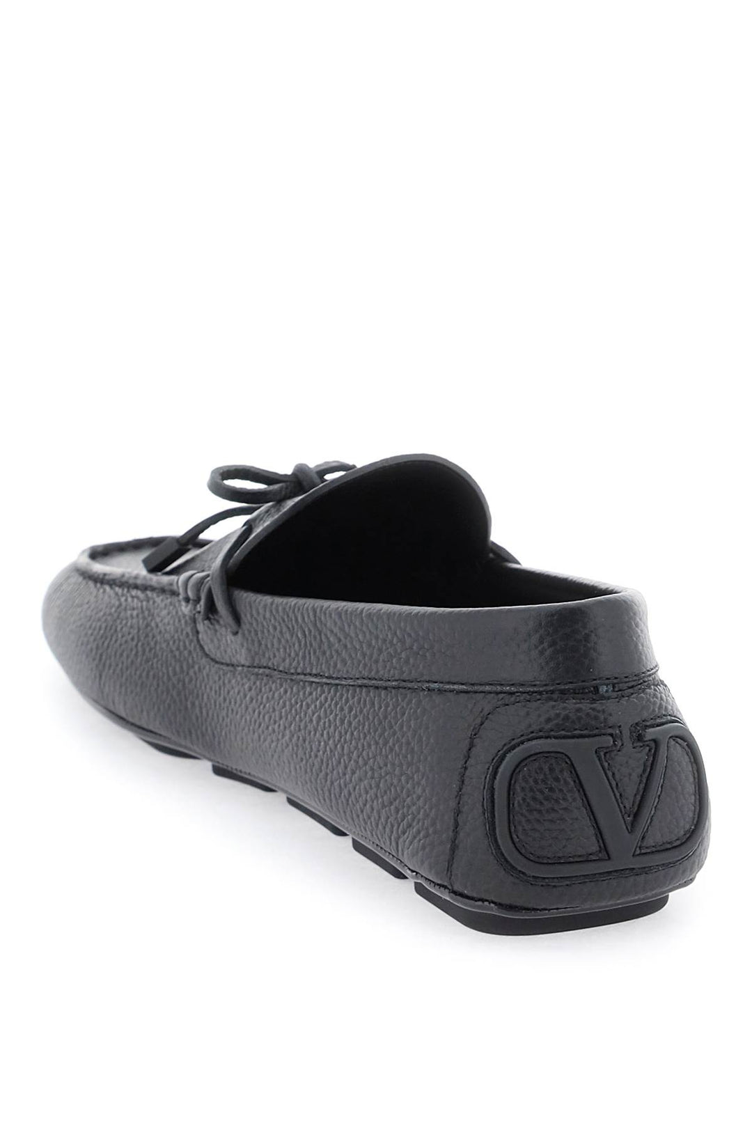 Valentino Garavani Leather Loafers With Bow   Nero