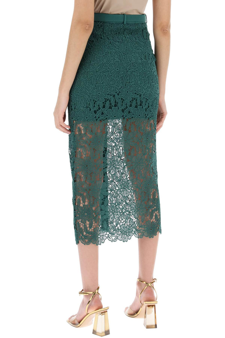 Self Portrait Replace With Double Quoteguipure Lace Midi   Verde