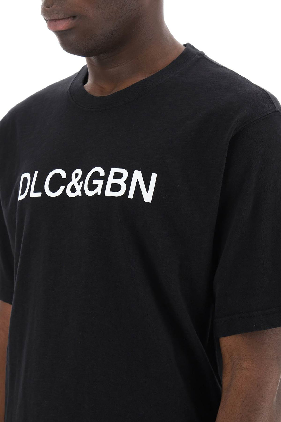 Dolce & Gabbana Crewneck T Shirt With Logo   Nero