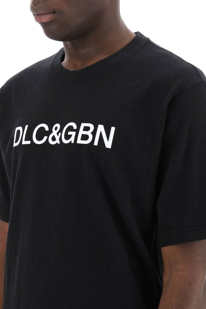 Dolce & Gabbana Crewneck T Shirt With Logo   Nero