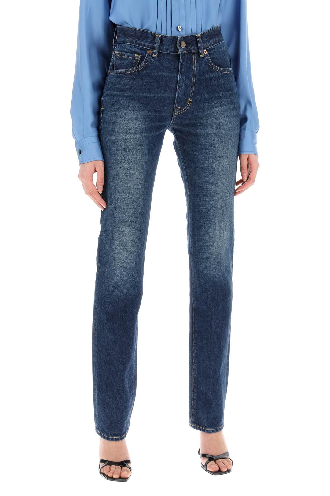Tom Ford Replace With Double Quotejeans With Stone Wash Treatment   Blu