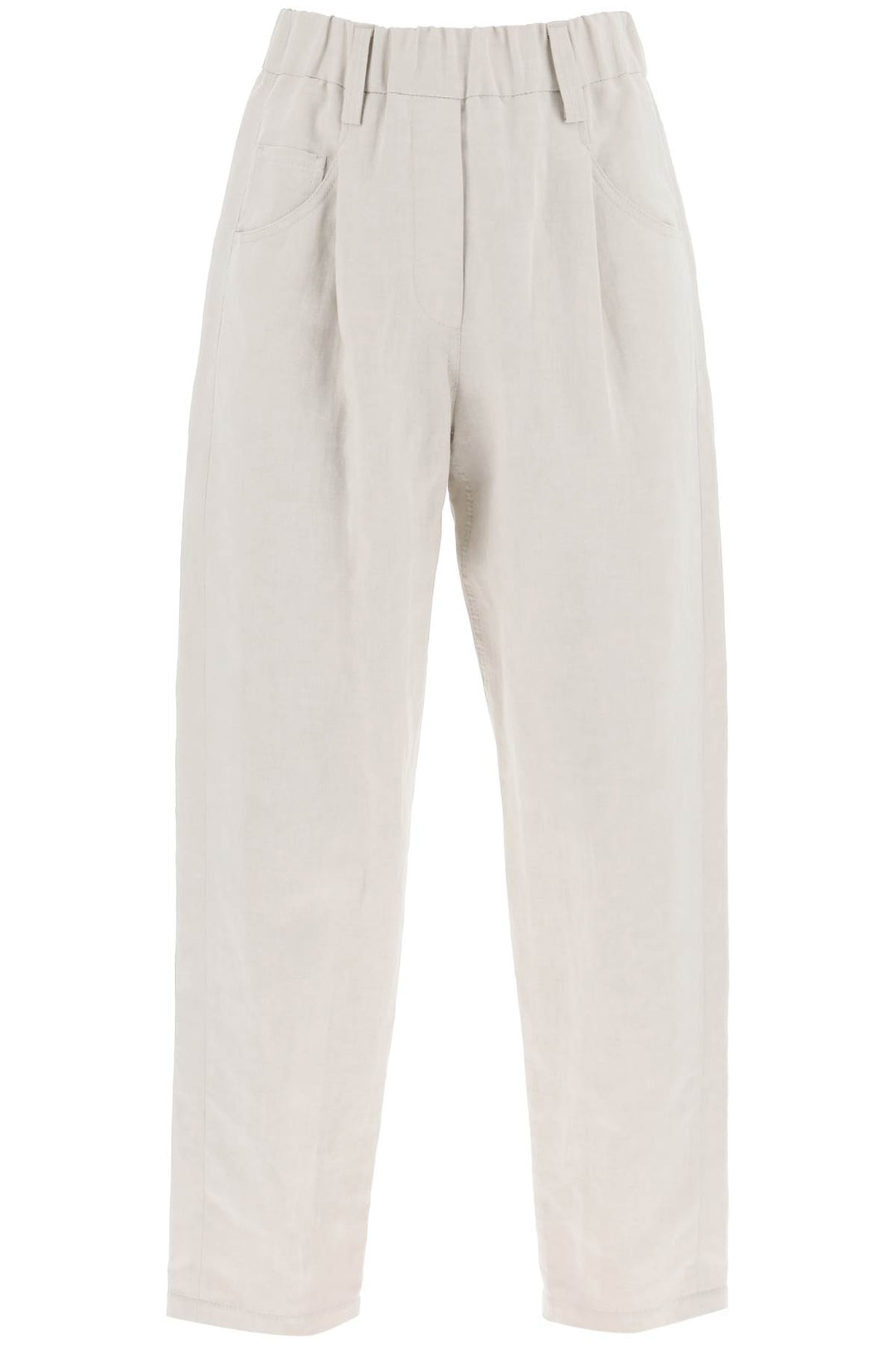 Brunello Cucinelli Linen And Cotton Canvas Pants.   Beige