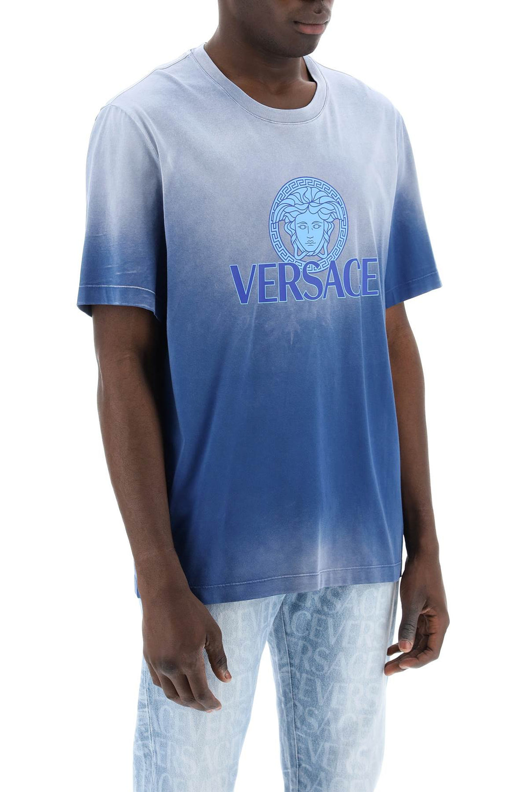 Versace Replace With Double Quotegradient Medusa T Shirt   Blu