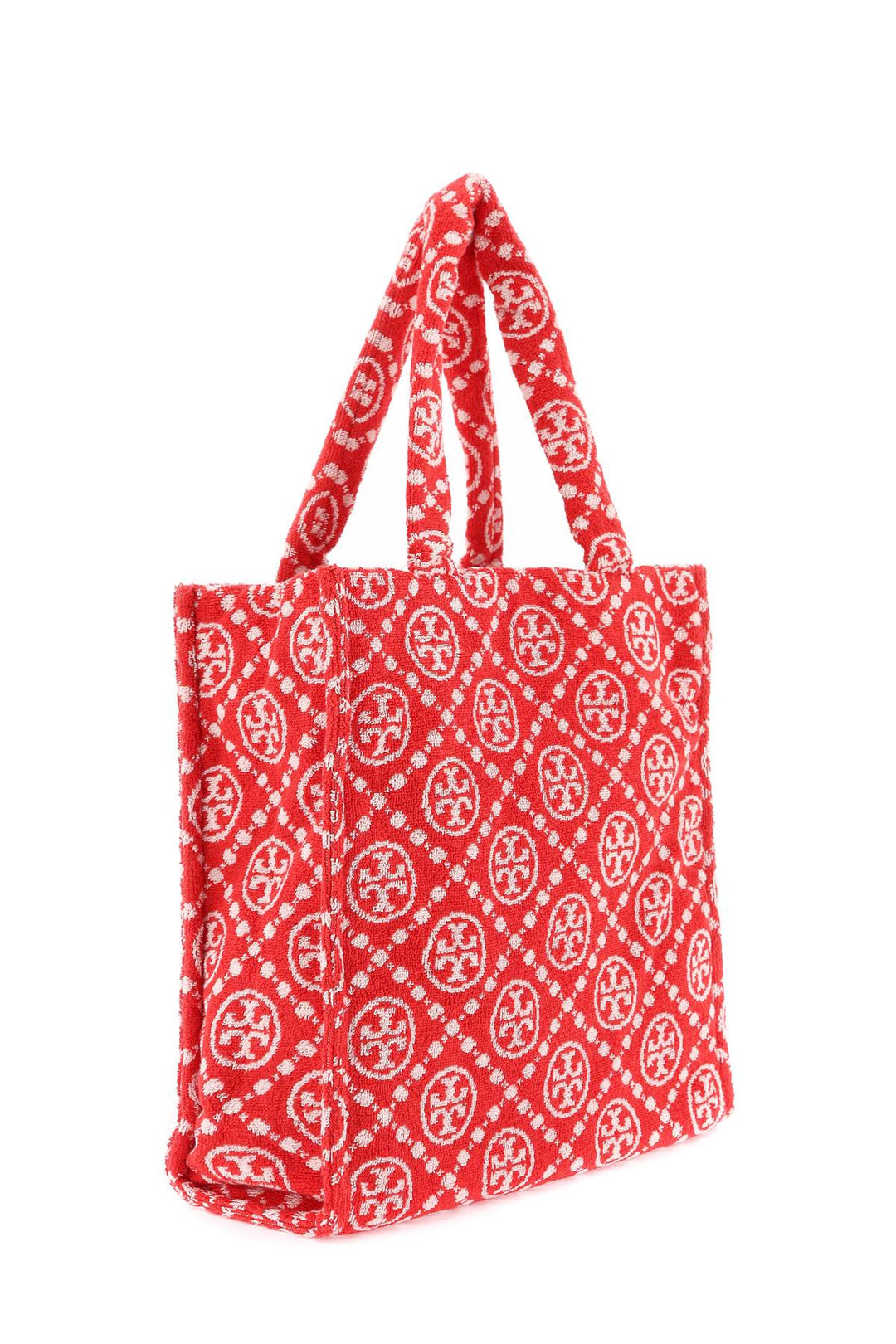 Tory Burch T Monogram Terry Tote Bag   Rosso