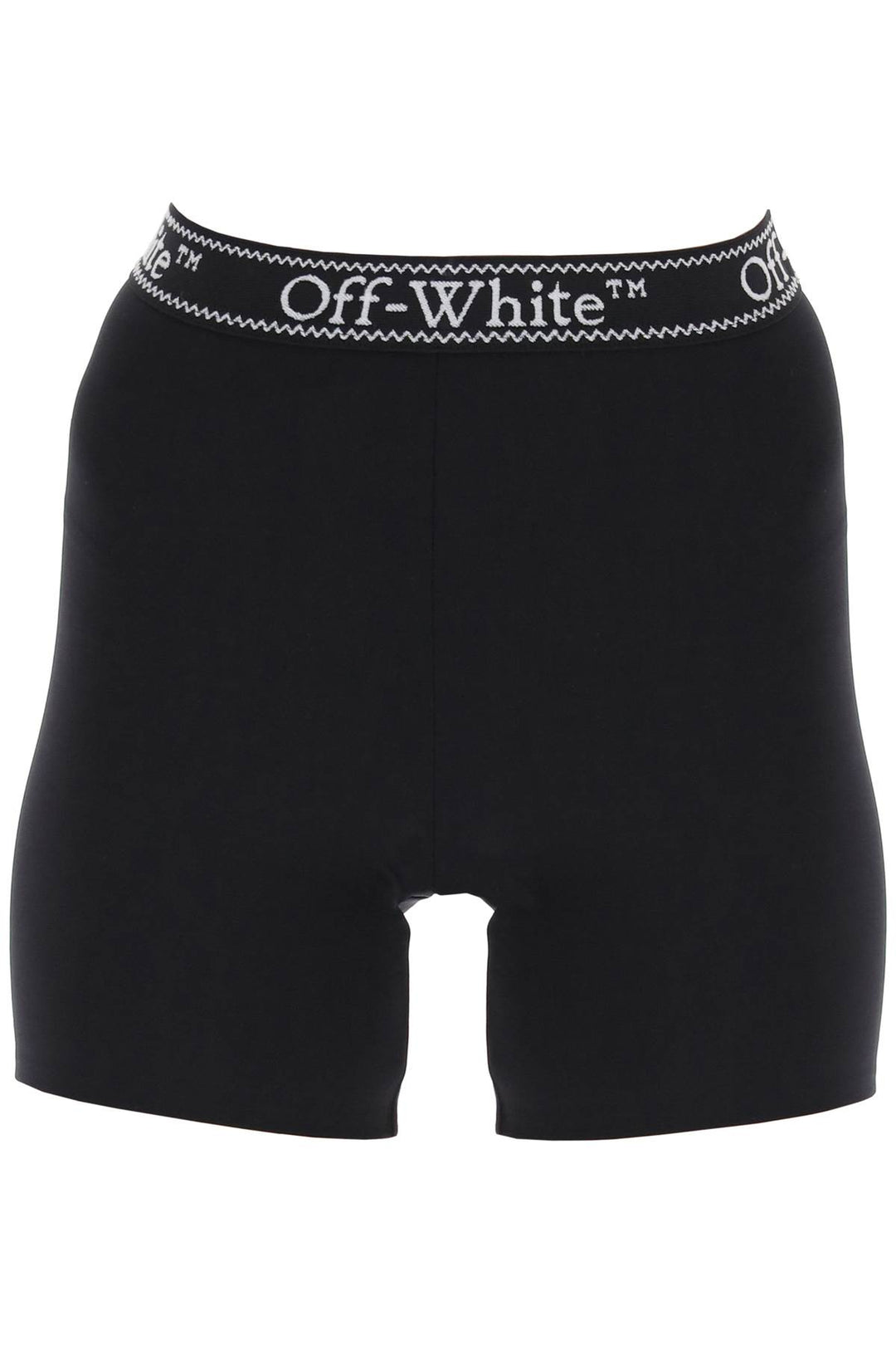 Off White Sporty Shorts With Branded Stripe   Nero