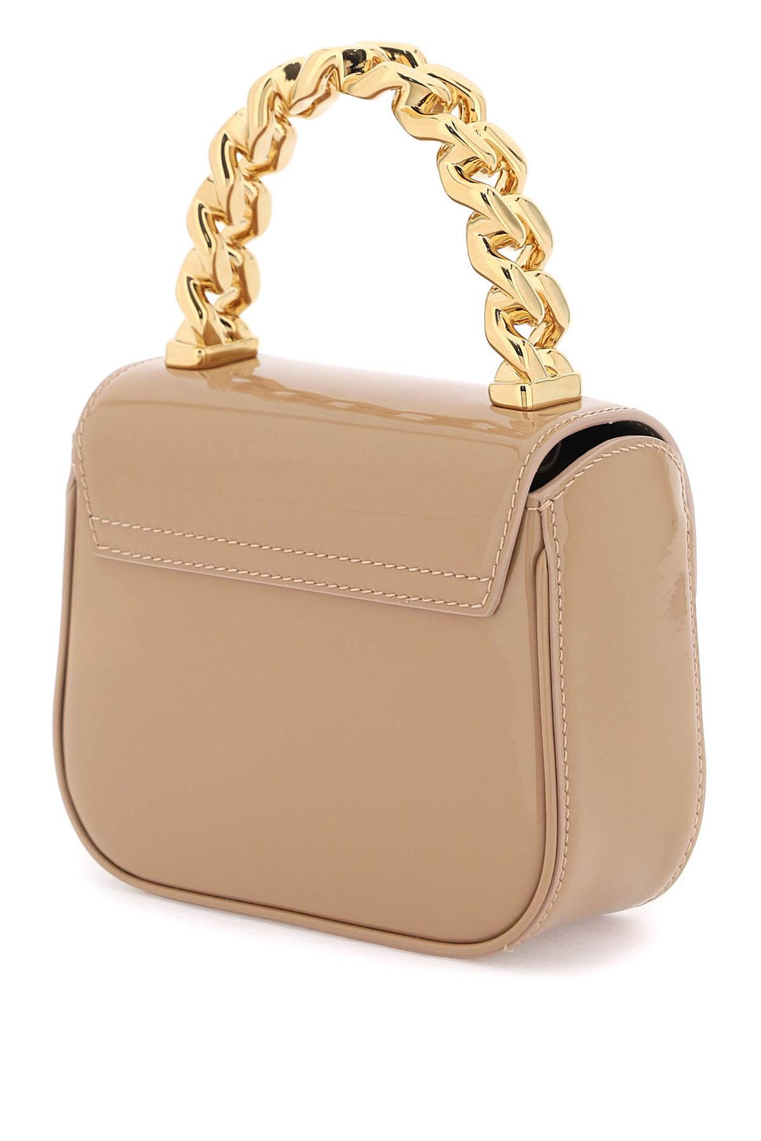 Versace Patent Leather 'La Medusa' Mini Bag   Beige