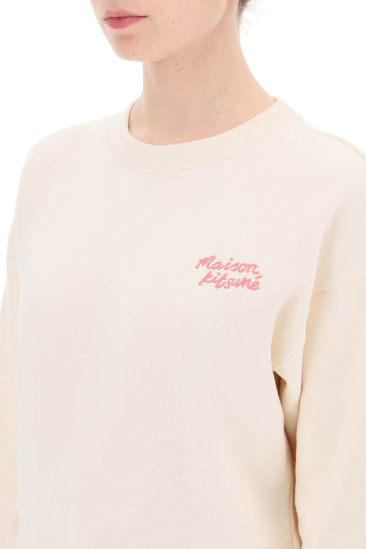 Maison Kitsune Replace With Double Quoteembroidered Logo Crewneck   Rosa