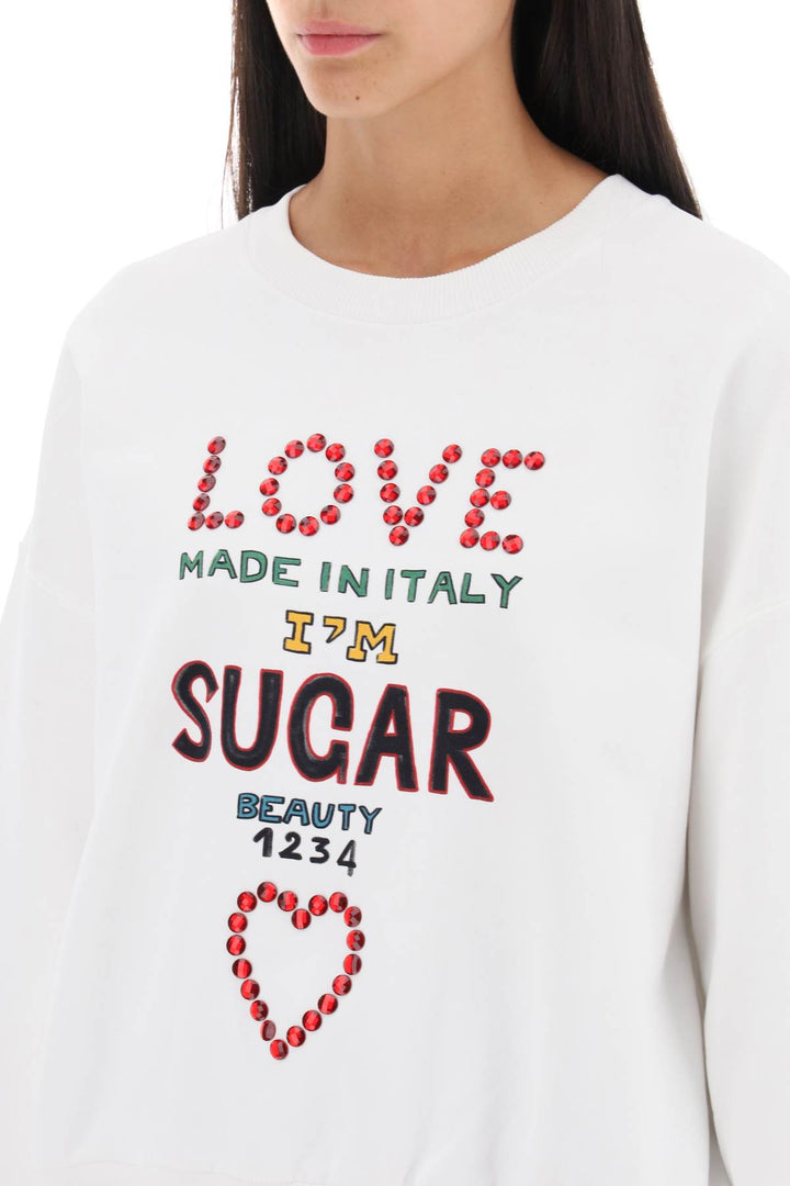 Dolce & Gabbana Lettering Print Oversized Sweatshirt   Bianco
