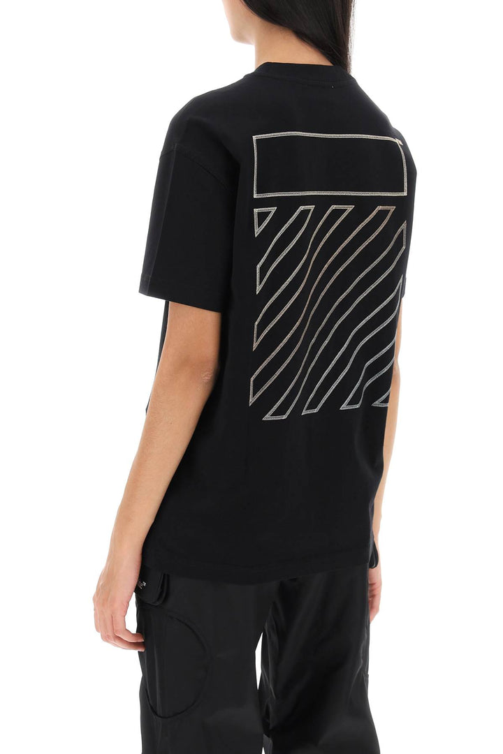 Off White T Shirt With Back Embroidery   Nero