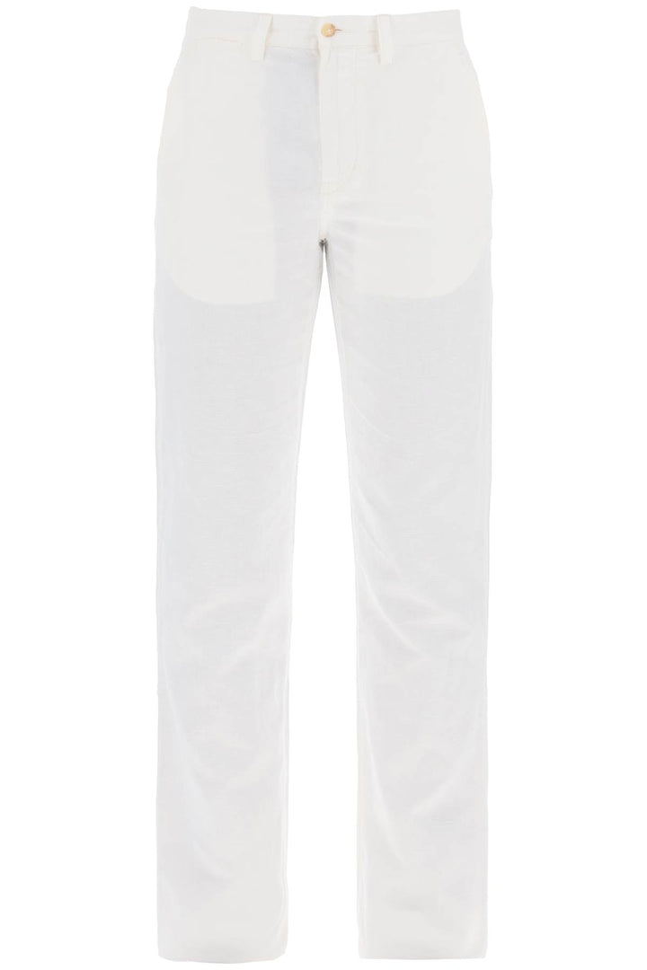 Polo Ralph Lauren Lightweight Linen And Cotton Trousers   Bianco