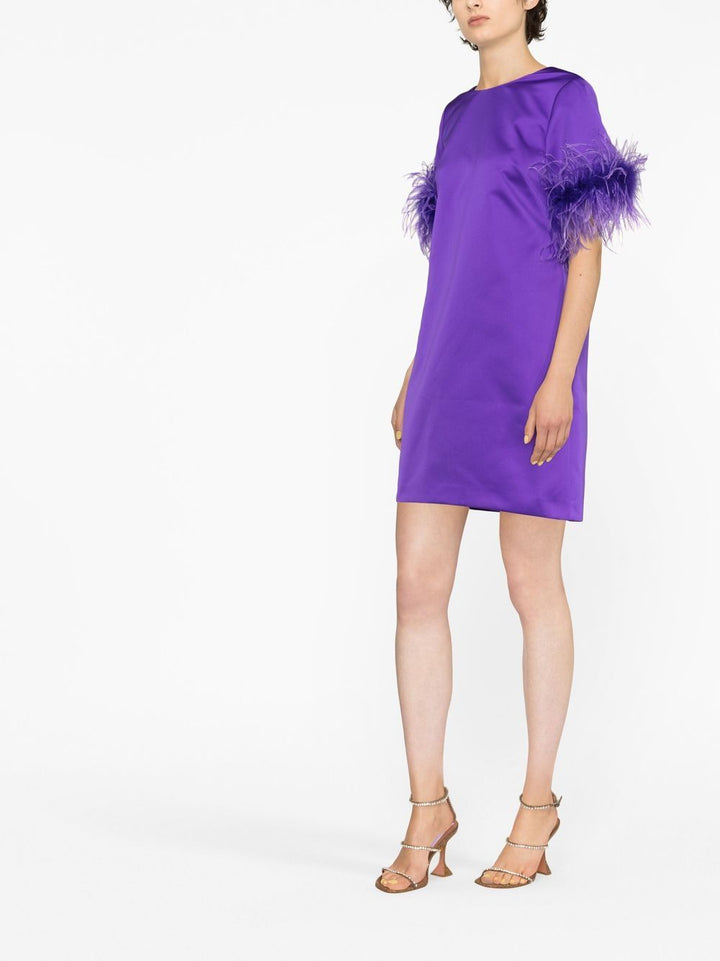 Parosh feather-trim mini Dress