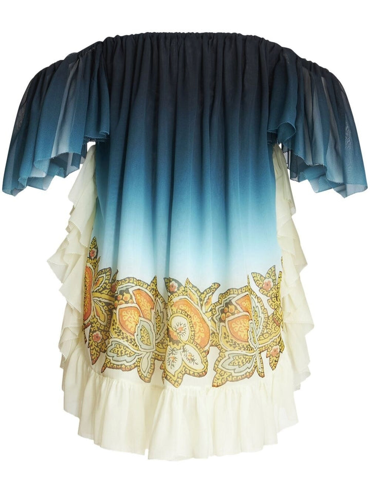 Etro Paisley Print off-shoulder Mini Dress