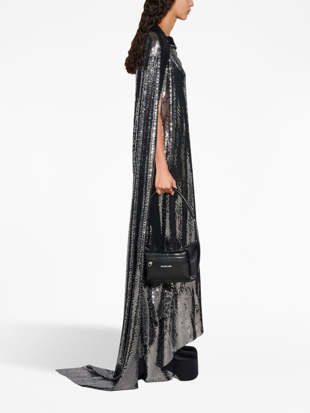 Balenciaga Metallic-Effect Off-Shoulder Maxi DRess