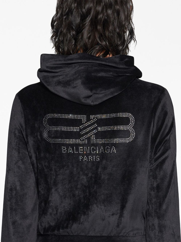 Balenciaga crystal-embebellished logo zip-Up hoodie