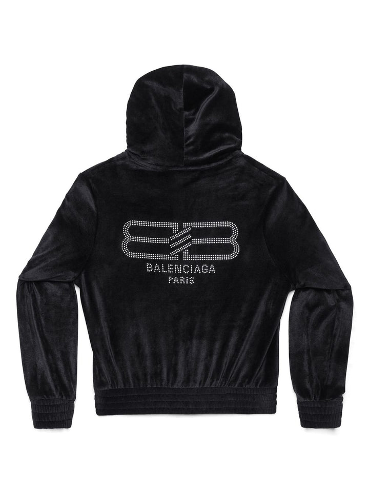 Balenciaga crystal-embebellished logo zip-Up hoodie