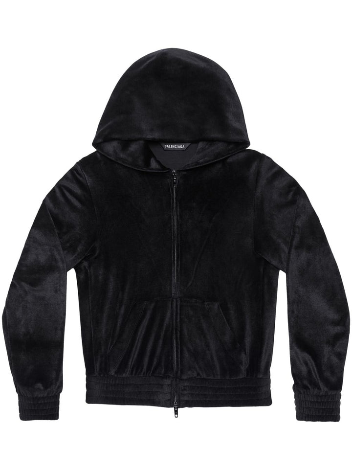 Balenciaga crystal-embebellished logo zip-Up hoodie