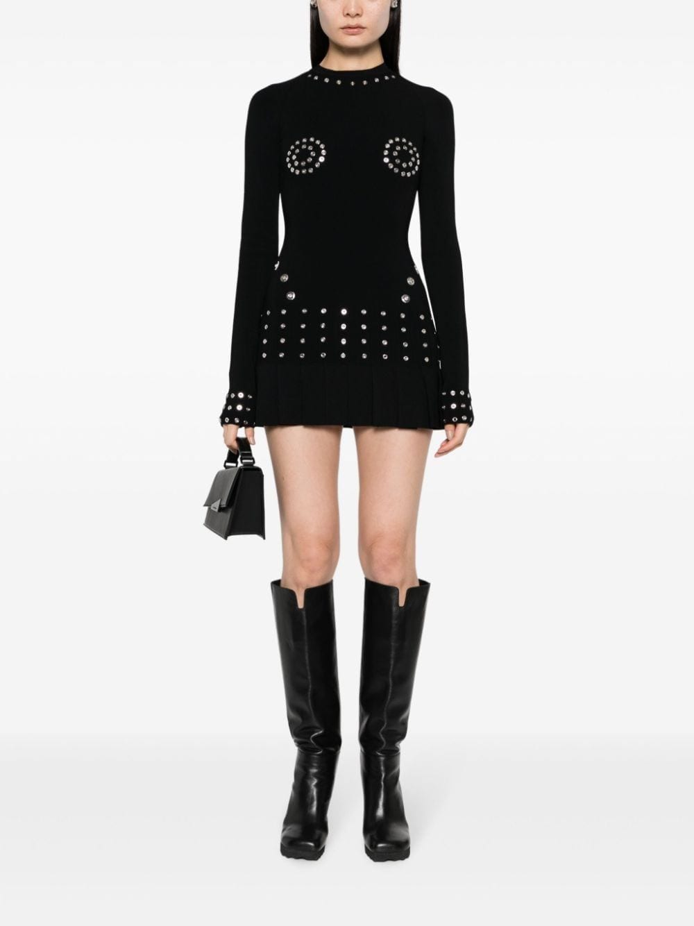 OFF WHITE FASHION Eyelet Embellished Mini Dress