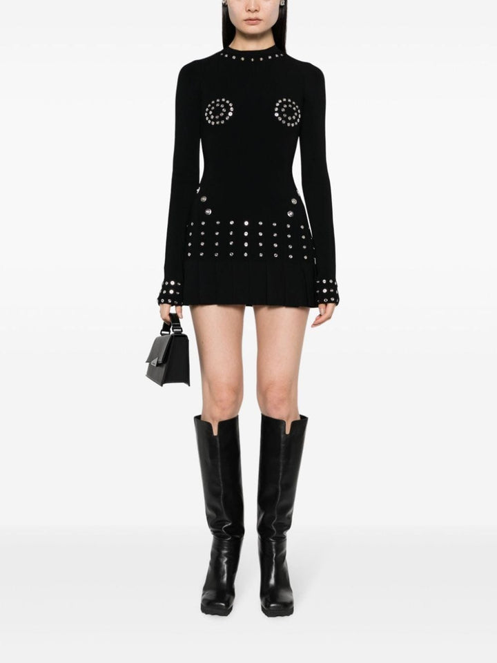 OFF WHITE FASHION Eyelet Embellished Mini Dress