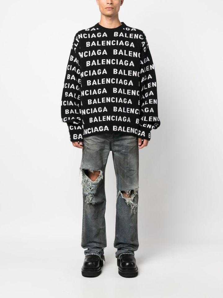 Balenciaga All Over Logo Knit Sweater