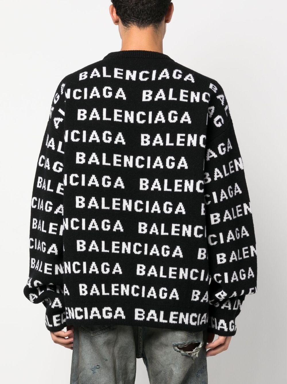 Balenciaga All Over Logo Knit Sweater