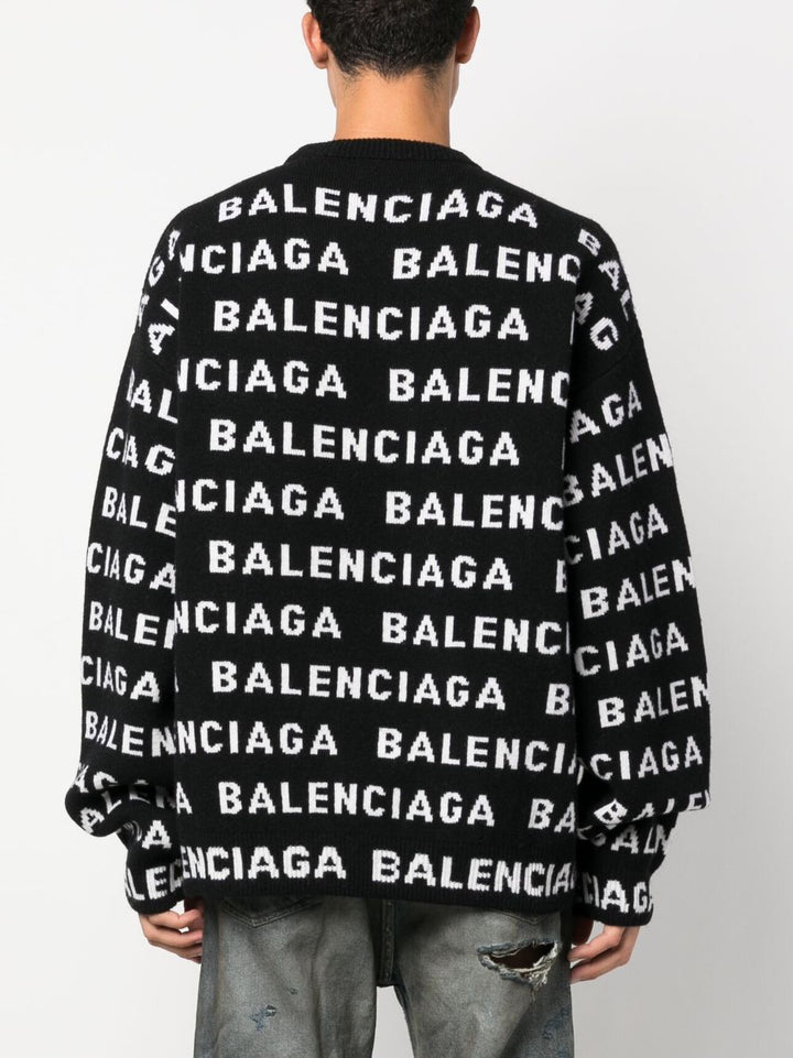 Balenciaga All Over Logo Knit Sweater