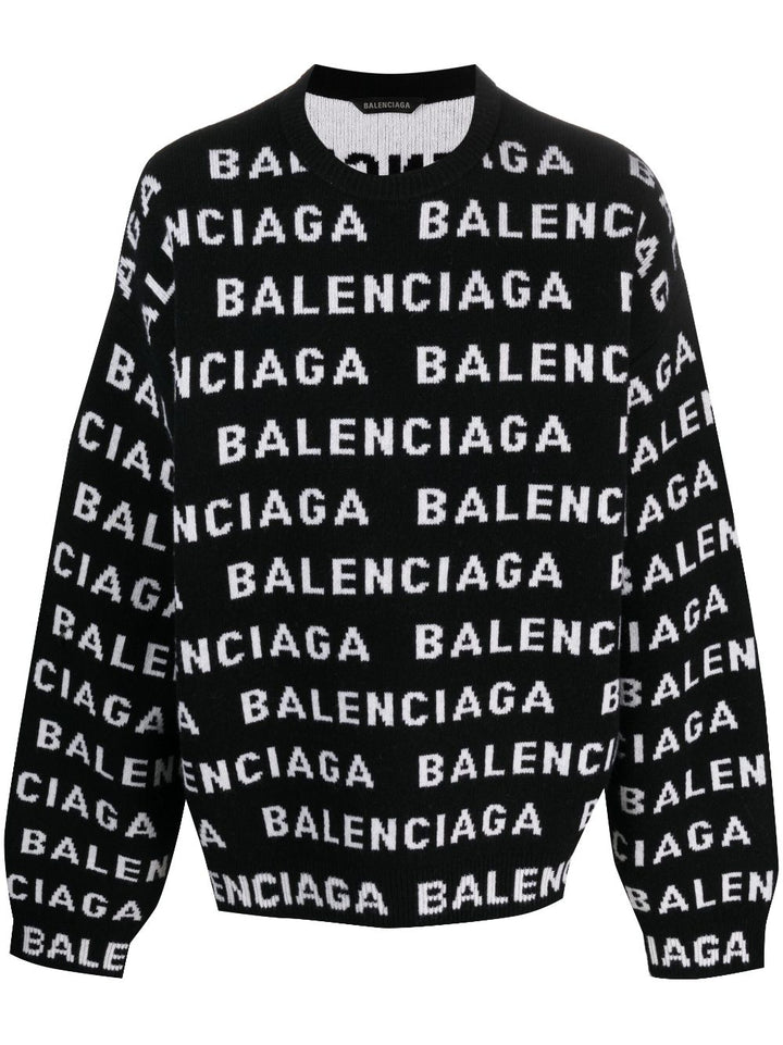 Balenciaga All Over Logo Knit Sweater