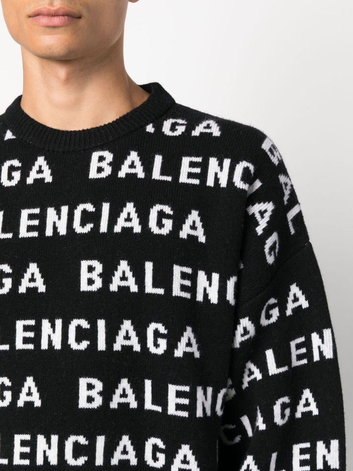 Balenciaga All Over Logo Knit Sweater