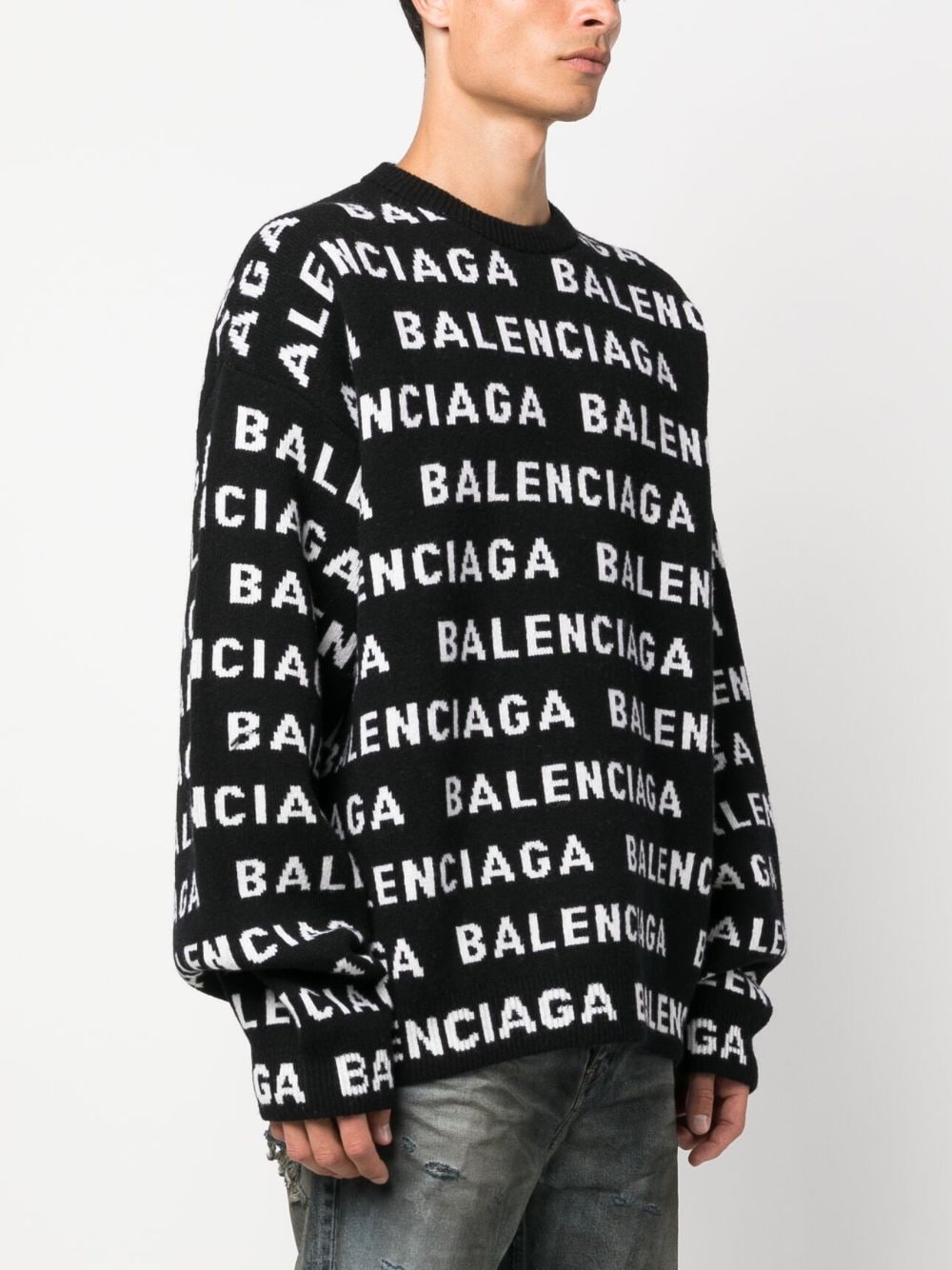 Balenciaga All Over Logo Knit Sweater