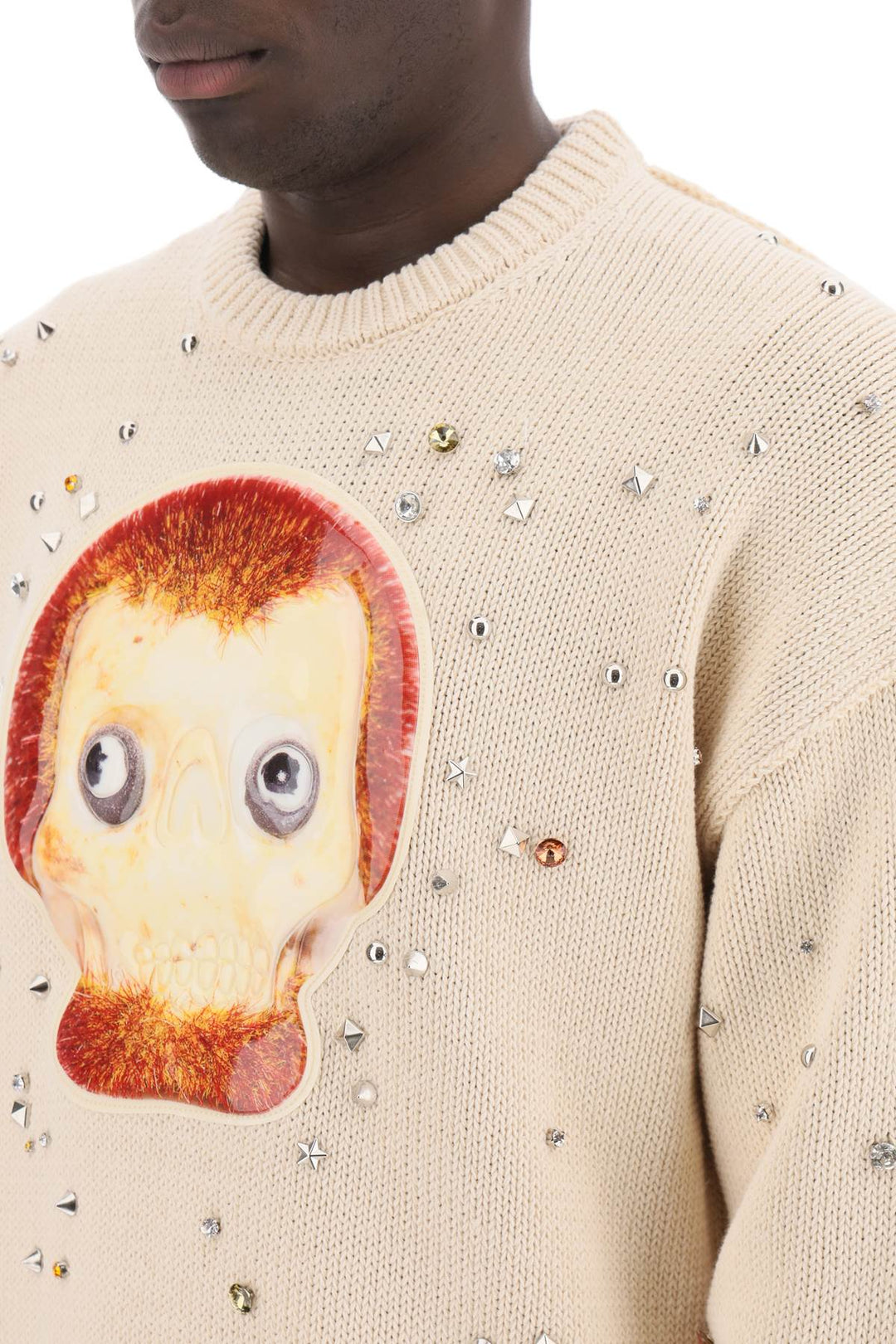 Acne Studios Replace With Double Quotestudded Pullover With Animation   Neutro