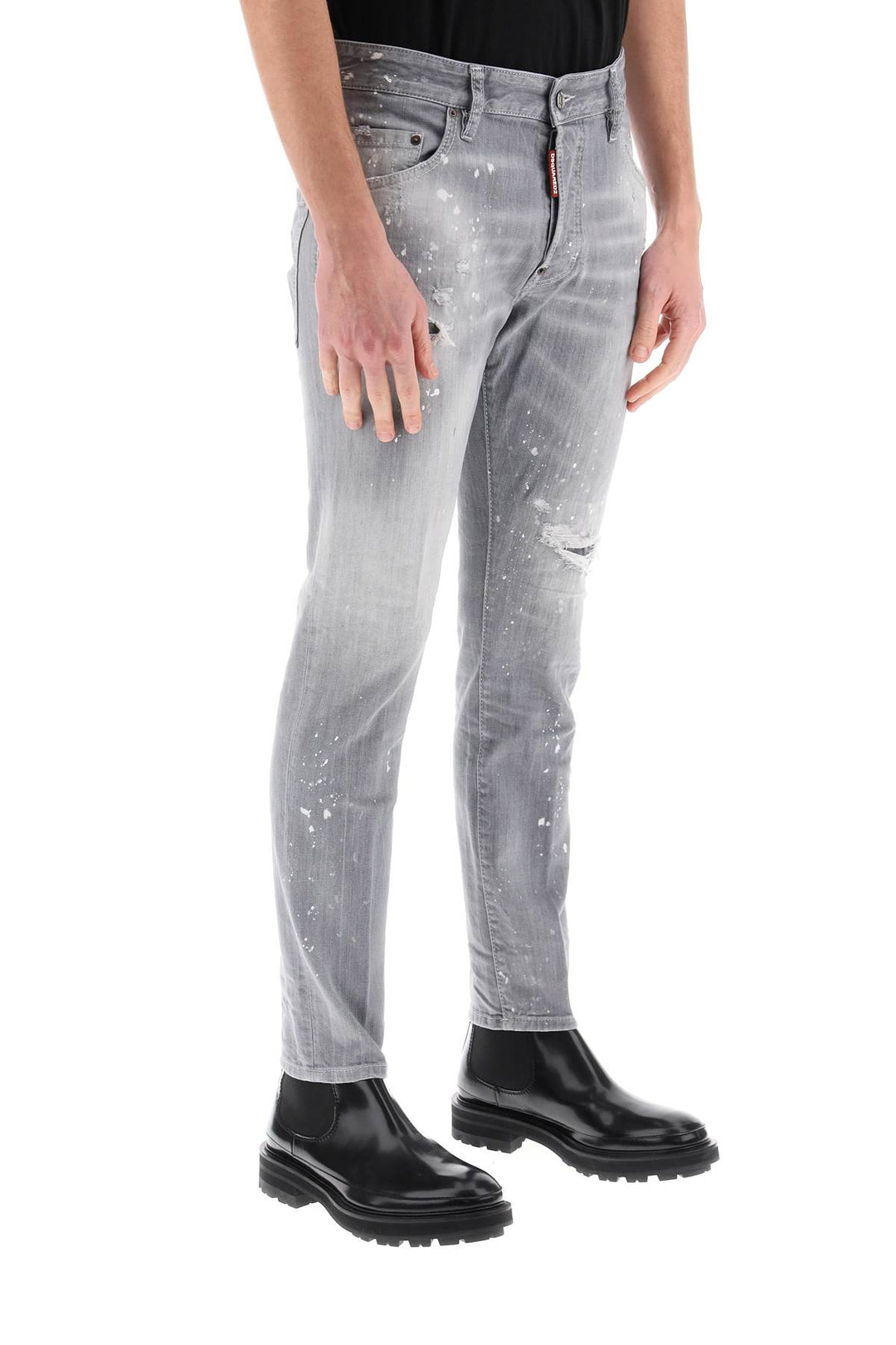 Dsquared2 Skater Jeans In Grey Spotted Wash   Grigio