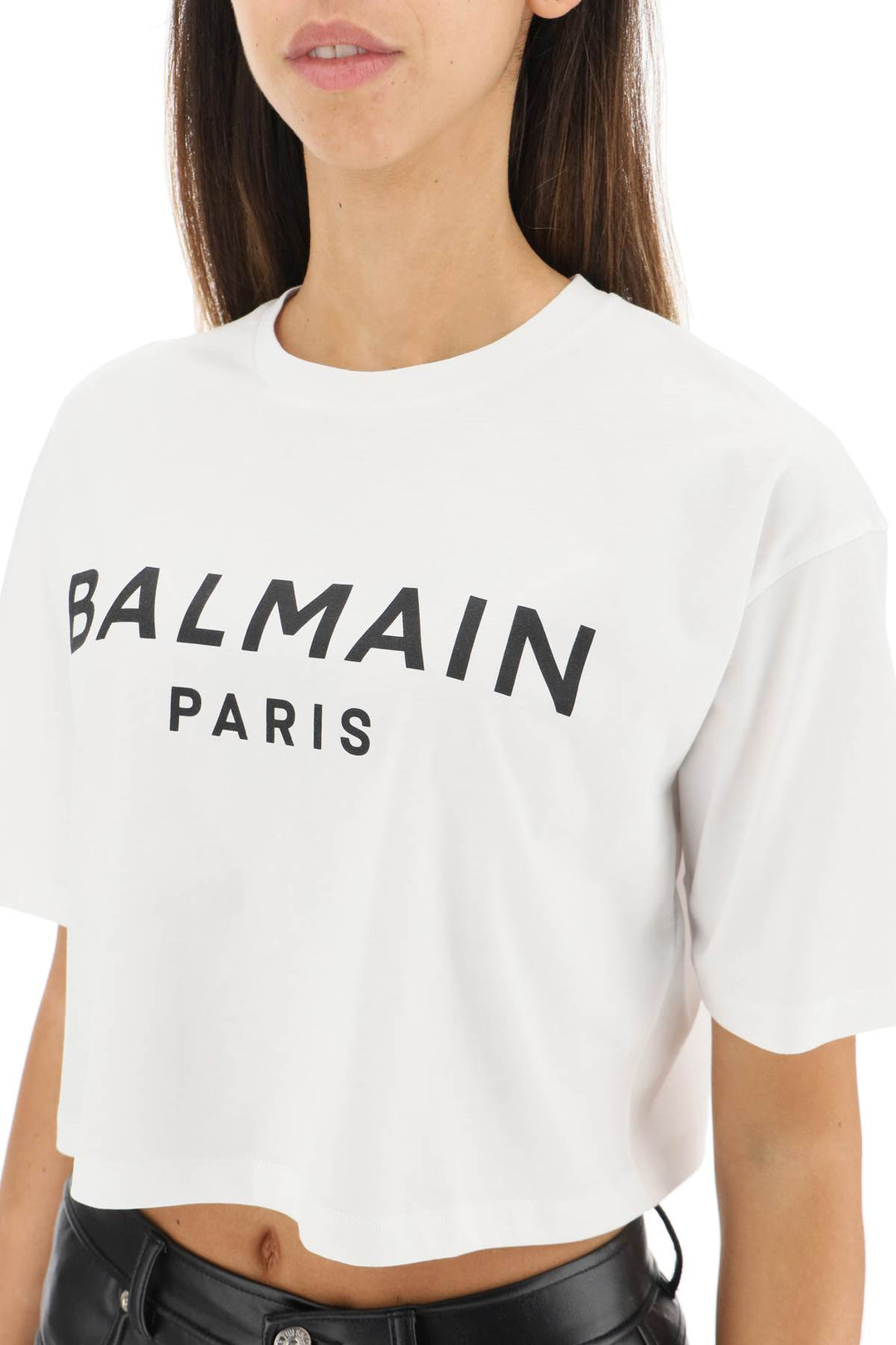 Balmain Logo Print Boxy T Shirt   Bianco