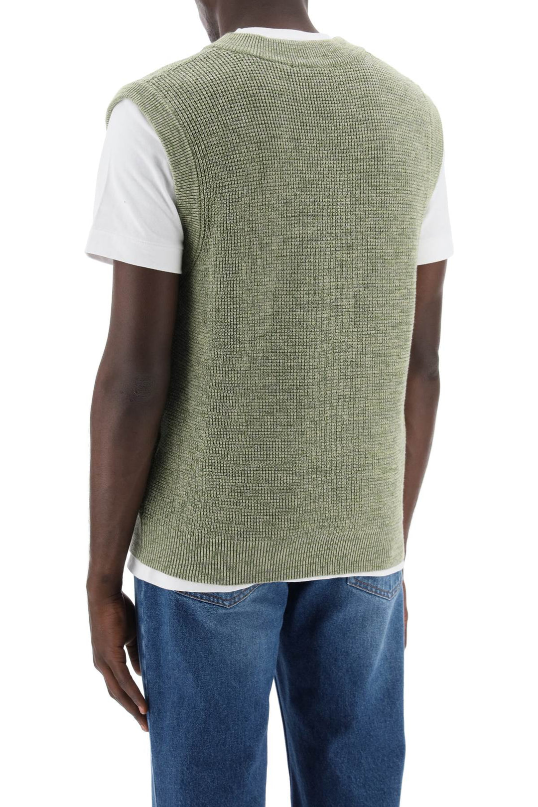 Maison Kitsune Replace With Double Quoteoversized Vest With Embroidered Logo   Verde