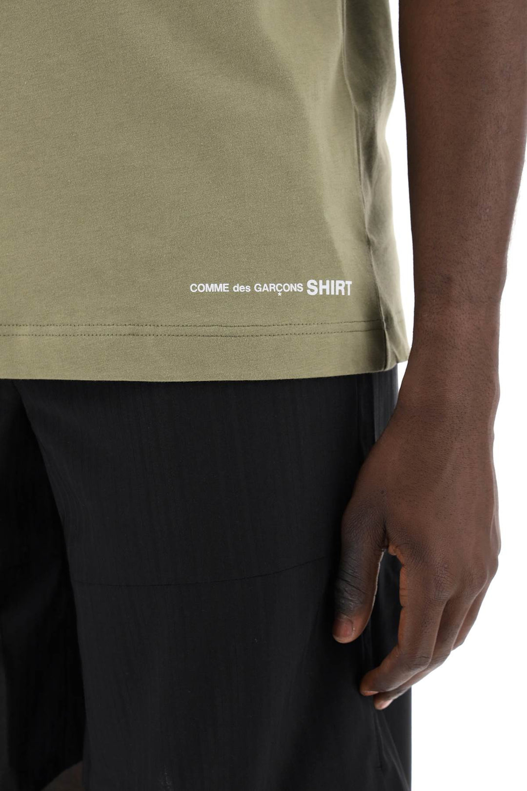 Comme Des Garcons Shirt Logo Print T Shirt   Khaki