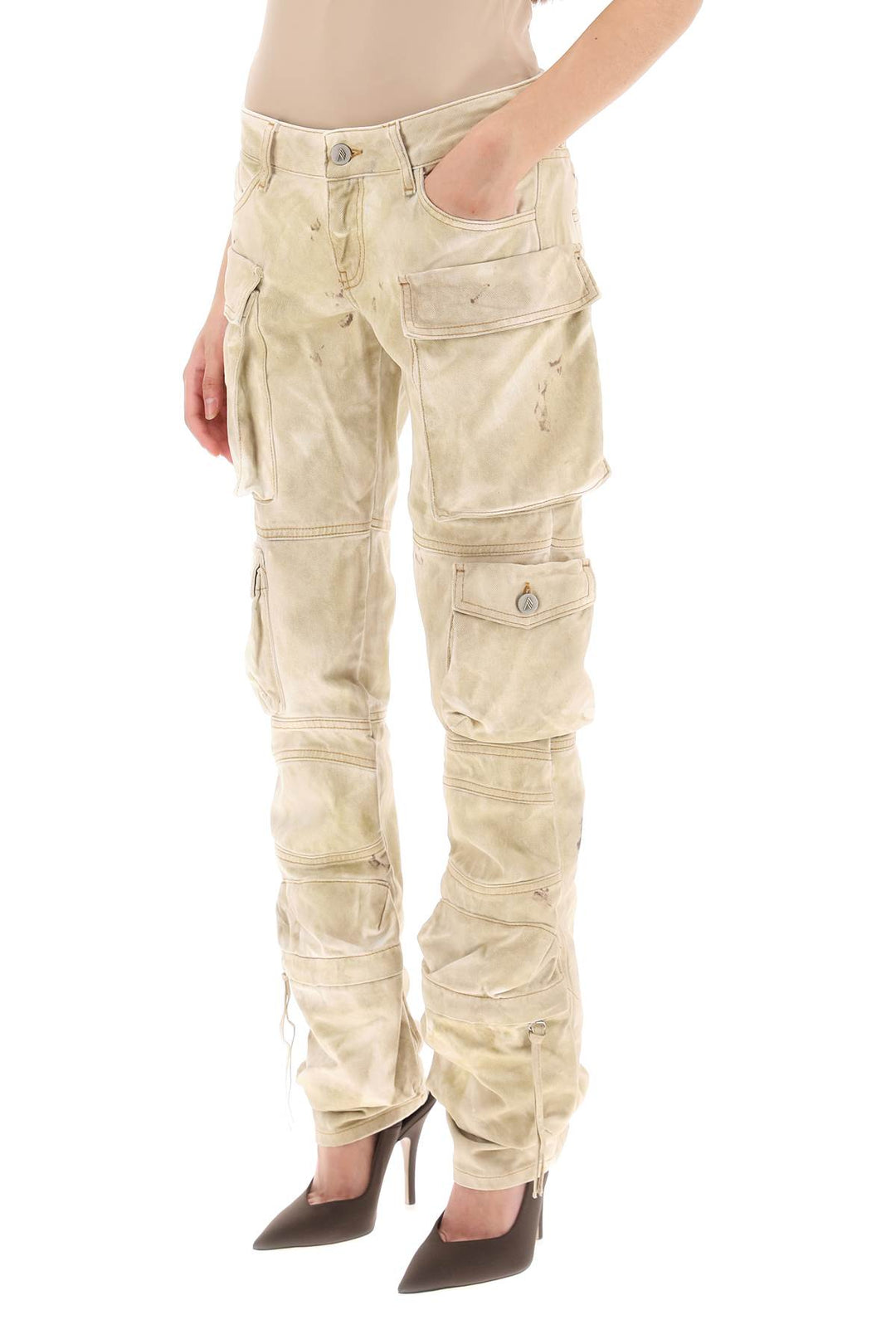 The Attico 'Essie' Cargo Pants With Marble Effect   Beige