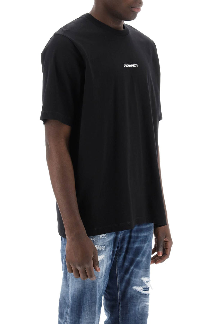 Dsquared2 Slouch Fit T Shirt With Logo Print   Nero