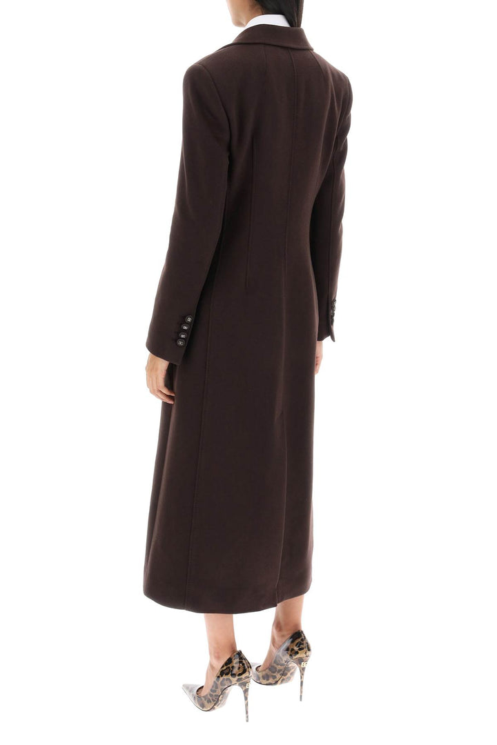 Dolce & Gabbana Shaped Coat In Wool And Cashmere   Marrone