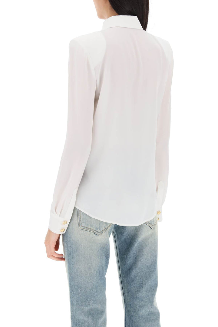 Balmain Silk Shirt With Padded Shoulders   Bianco
