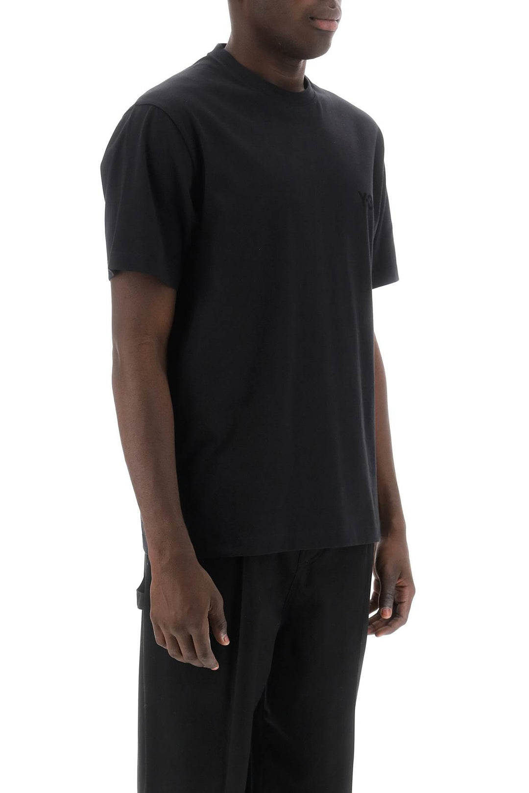 Y 3 T Shirt With Tonal Logo   Black