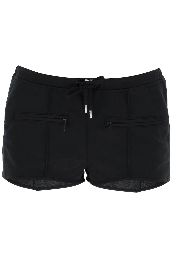 Courreges Replace With Double Quotejersey Interlock Mini Shorts   Nero